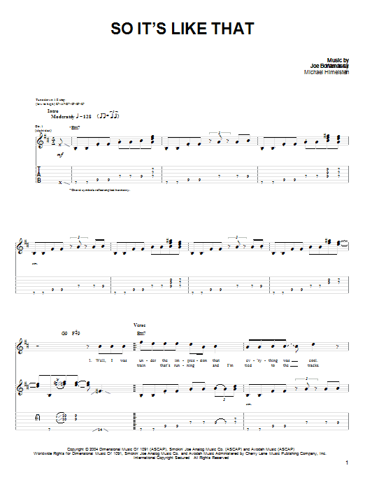 Joe Bonamassa So, It's Like That Sheet Music Notes & Chords for Guitar Tab Play-Along - Download or Print PDF