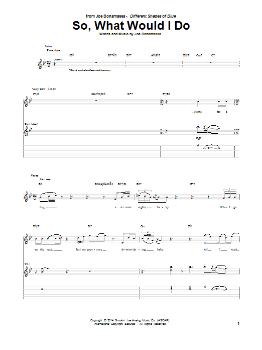 Joe Bonamassa So, What Would I Do Sheet Music Notes & Chords for Guitar Tab - Download or Print PDF