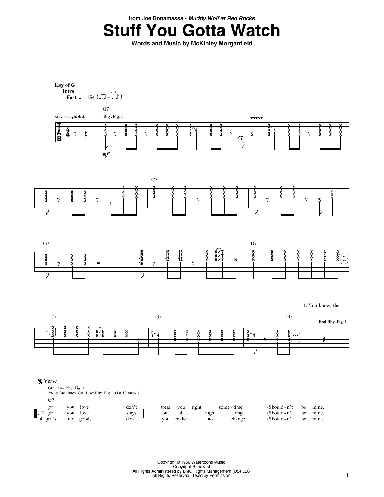 Joe Bonamassa Stuff You Gotta Watch Sheet Music Notes & Chords for Guitar Tab - Download or Print PDF