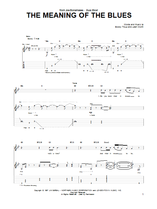 Joe Bonamassa The Meaning Of The Blues Sheet Music Notes & Chords for Guitar Tab - Download or Print PDF