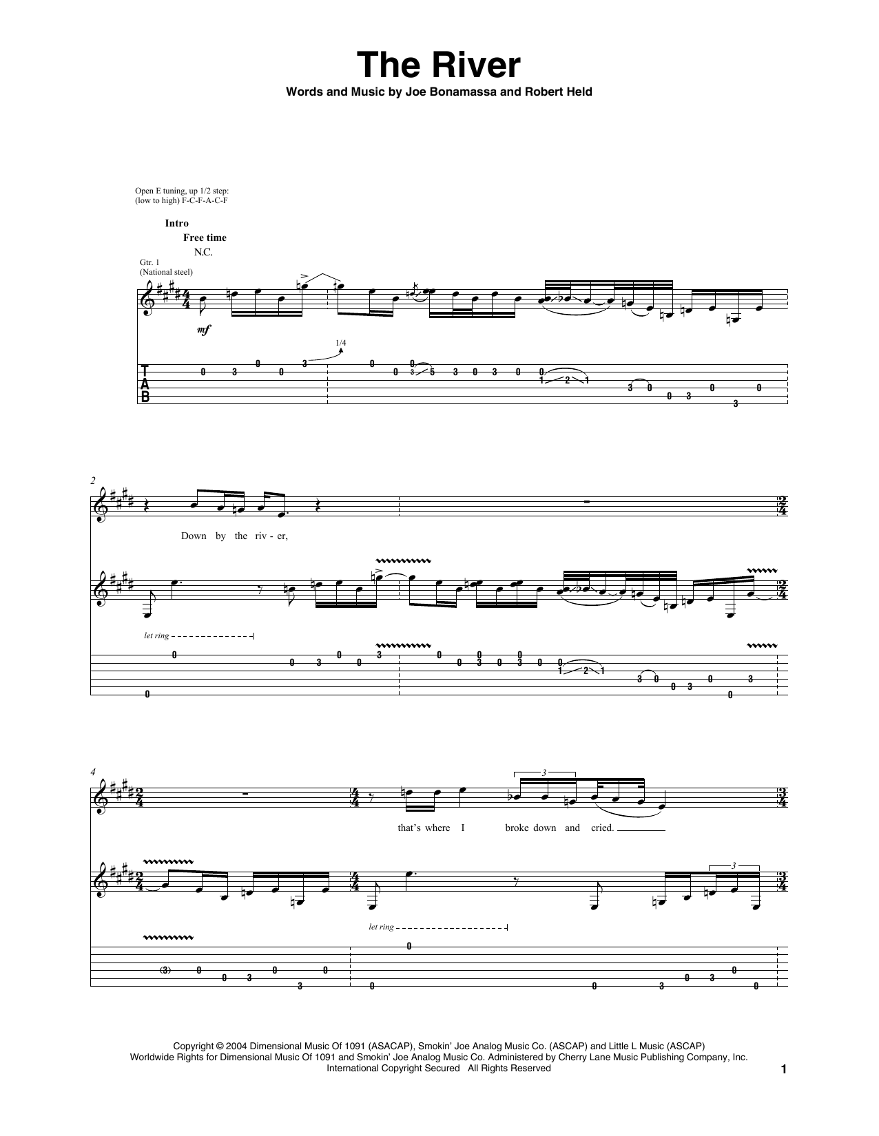 Joe Bonamassa The River Sheet Music Notes & Chords for Guitar Tab - Download or Print PDF
