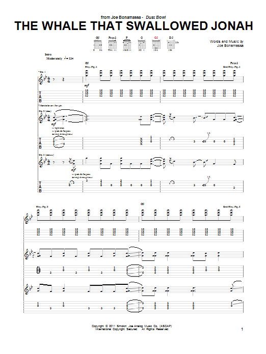 Joe Bonamassa The Whale That Swallowed Jonah Sheet Music Notes & Chords for Guitar Tab - Download or Print PDF