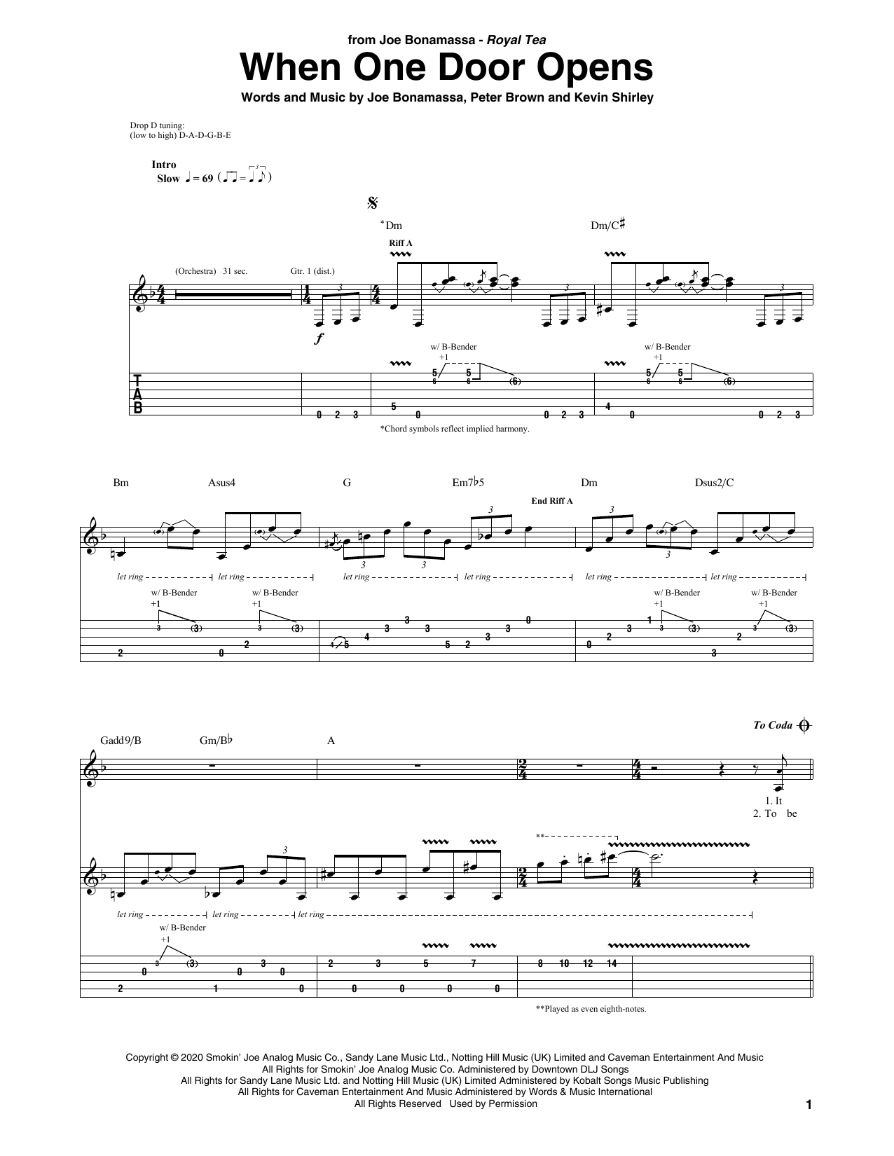 Joe Bonamassa When One Door Opens Sheet Music Notes & Chords for Guitar Tab - Download or Print PDF