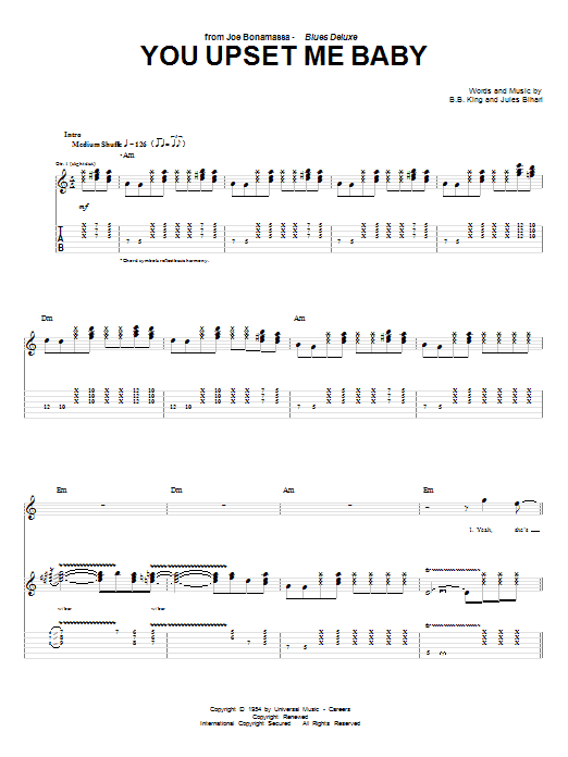 B.B. King You Upset Me Baby Sheet Music Notes & Chords for Guitar Tab - Download or Print PDF