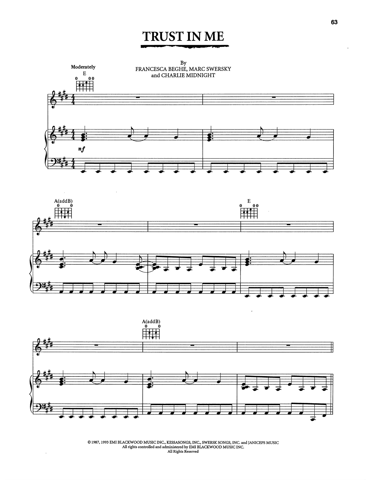 Joe Cocker feat. Sass Jordan Trust In Me (from The Bodyguard) Sheet Music Notes & Chords for Piano, Vocal & Guitar Chords (Right-Hand Melody) - Download or Print PDF