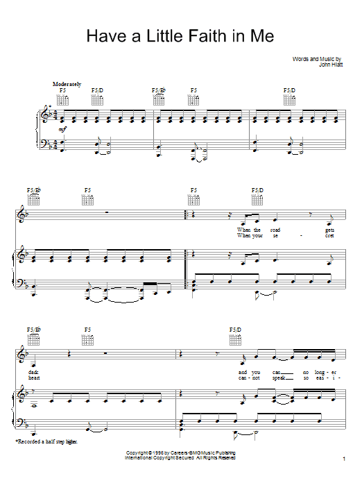 Joe Cocker Have A Little Faith In Me Sheet Music Notes & Chords for Lyrics & Chords - Download or Print PDF