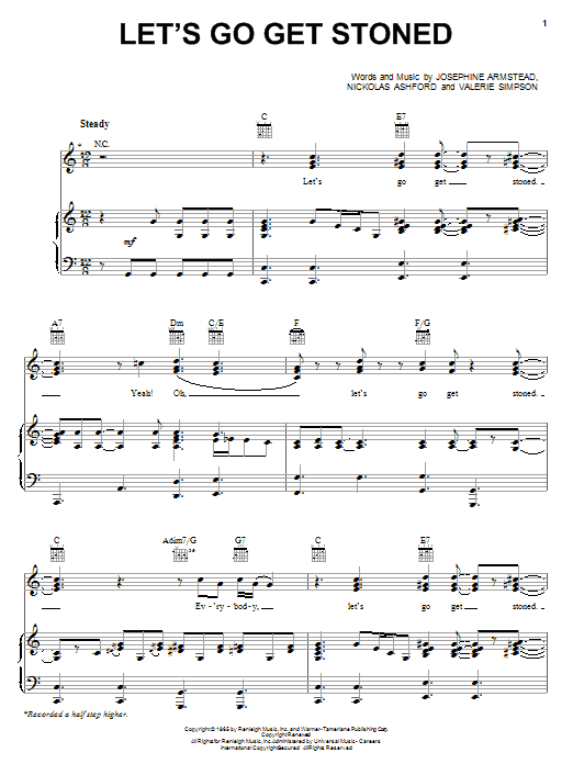 Joe Cocker Let's Go Get Stoned Sheet Music Notes & Chords for Piano, Vocal & Guitar (Right-Hand Melody) - Download or Print PDF