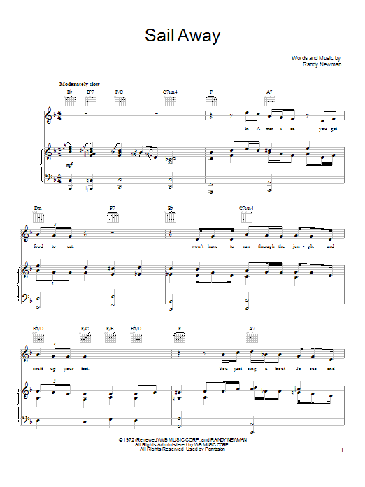 Joe Cocker Sail Away Sheet Music Notes & Chords for Real Book – Melody, Lyrics & Chords - Download or Print PDF