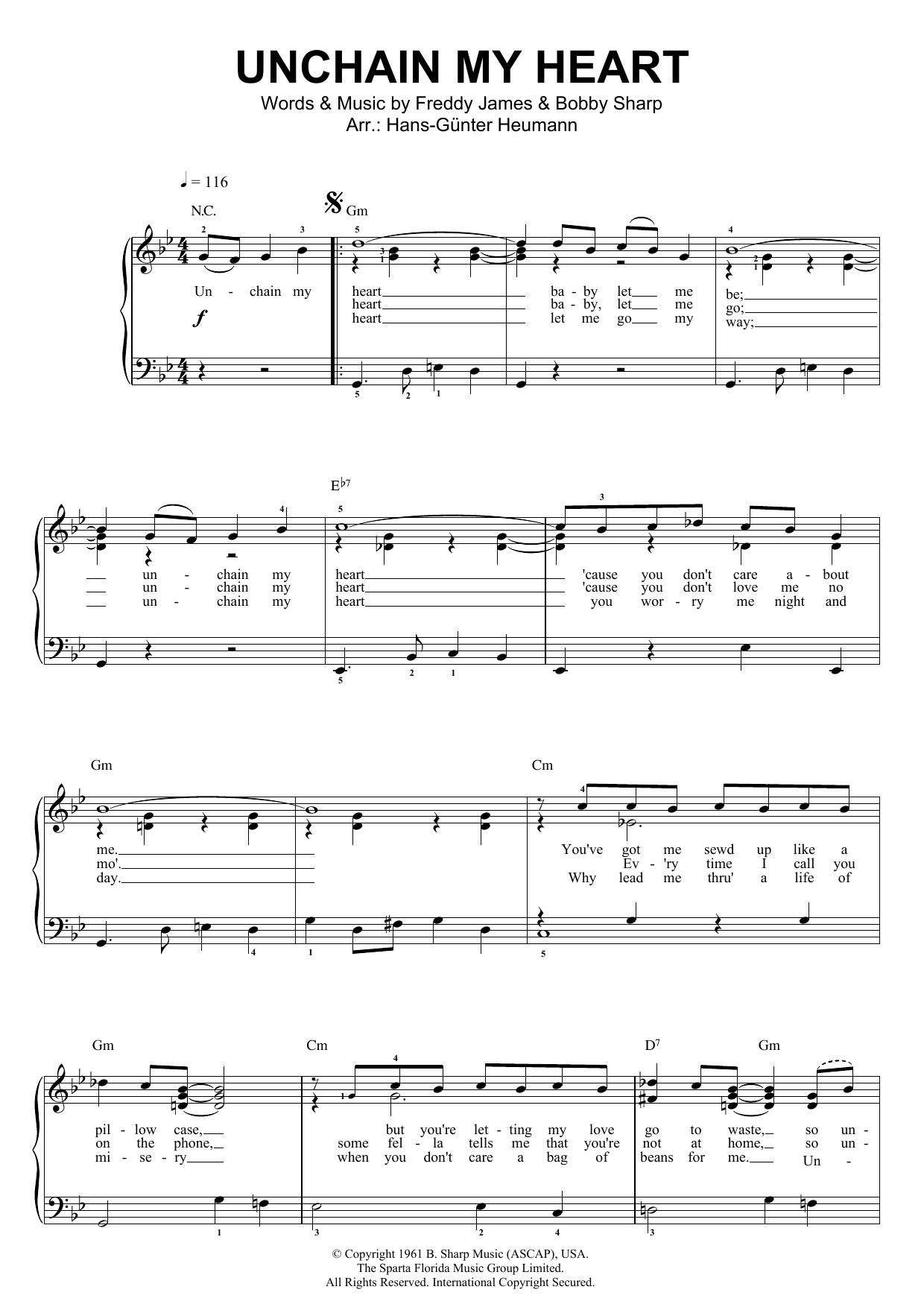 Joe Cocker Unchain My Heart Sheet Music Notes & Chords for Piano & Vocal - Download or Print PDF