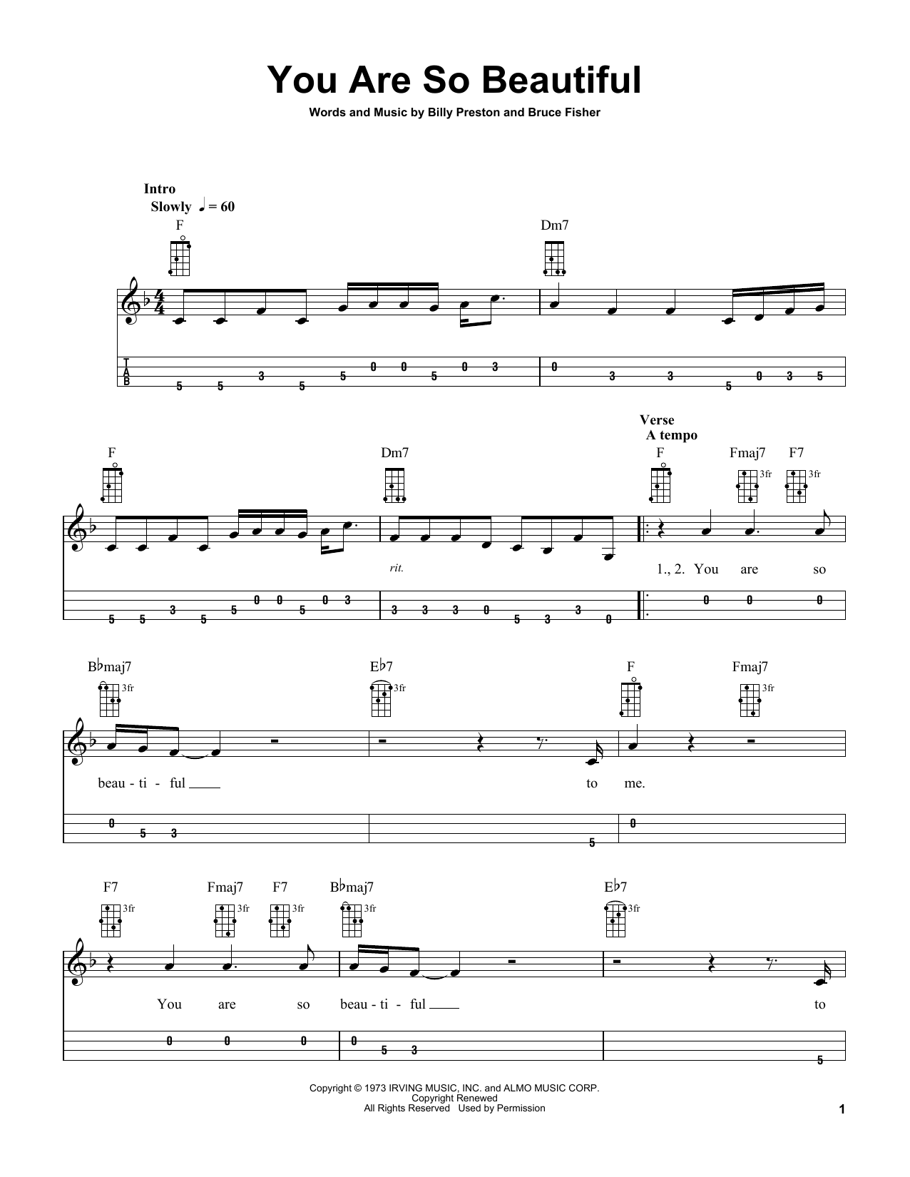 Joe Cocker You Are So Beautiful (arr. Bobby Westfall) Sheet Music Notes & Chords for Mandolin - Download or Print PDF