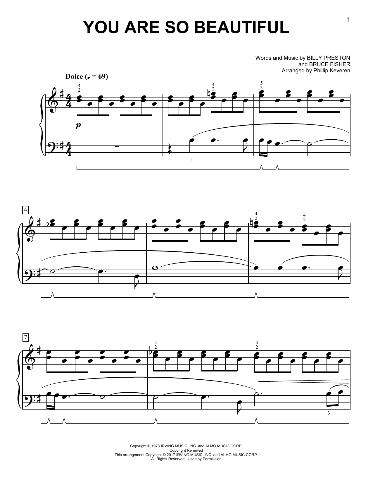 Joe Cocker You Are So Beautiful [Classical version] (arr. Phillip Keveren) Sheet Music Notes & Chords for Easy Piano - Download or Print PDF