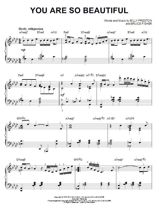 Joe Cocker You Are So Beautiful [Jazz version] (arr. Brent Edstrom) Sheet Music Notes & Chords for Piano - Download or Print PDF