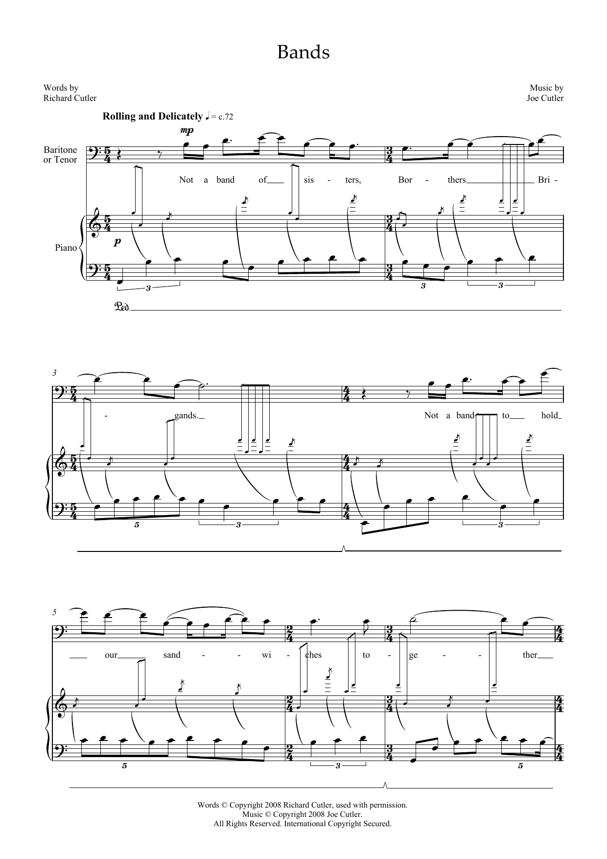 Joe Cutler Bands (for tenor and piano) Sheet Music Notes & Chords for Piano & Vocal - Download or Print PDF