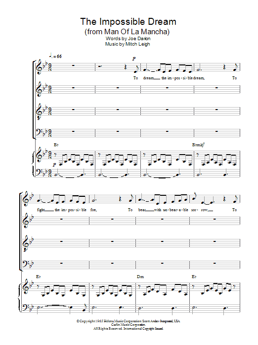 Joe Darion The Impossible Dream Sheet Music Notes & Chords for SATB - Download or Print PDF