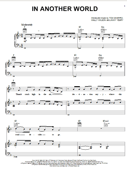 Joe Diffie In Another World Sheet Music Notes & Chords for Piano, Vocal & Guitar (Right-Hand Melody) - Download or Print PDF