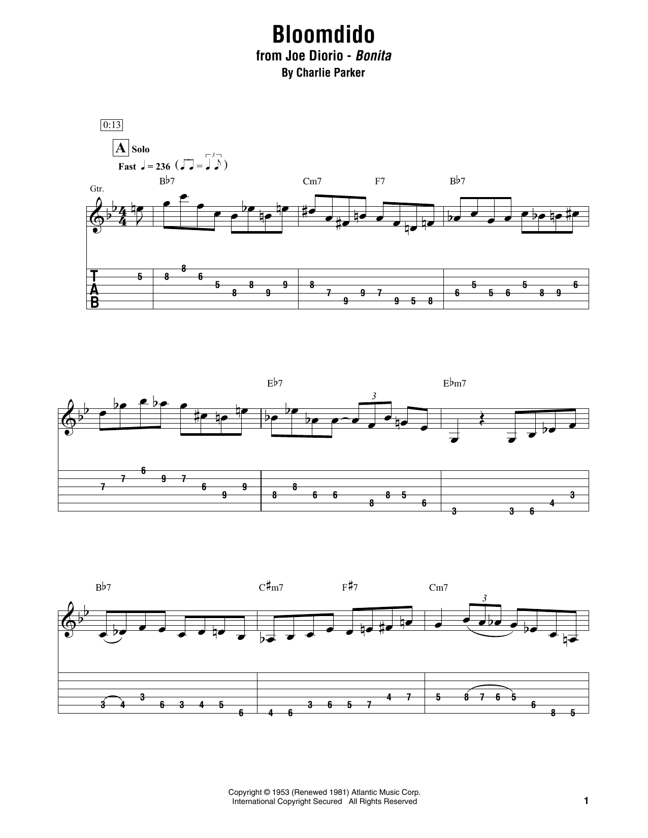 Joe Diorio Bloomdido Sheet Music Notes & Chords for Electric Guitar Transcription - Download or Print PDF