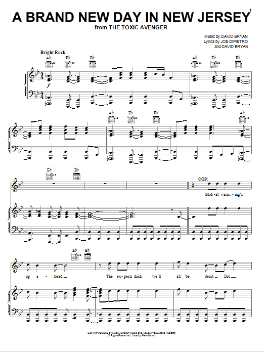 Joe DiPietro A Brand New Day In New Jersey Sheet Music Notes & Chords for Piano, Vocal & Guitar (Right-Hand Melody) - Download or Print PDF