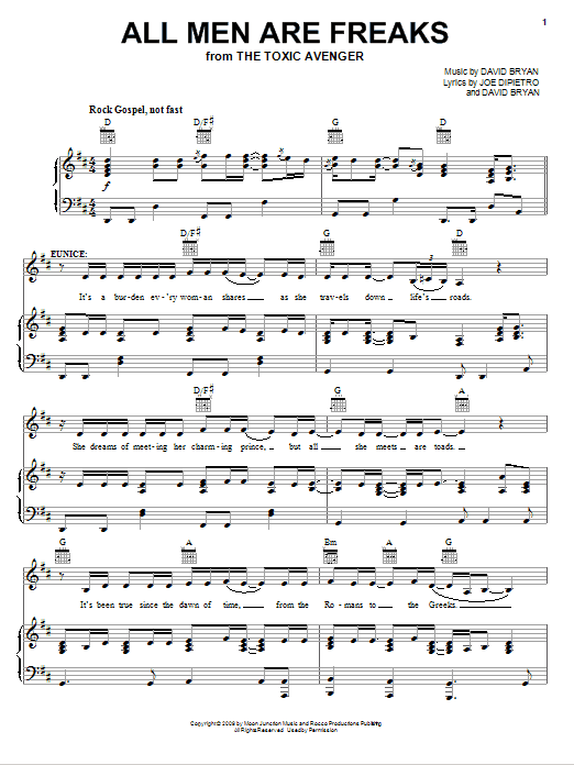 Joe DiPietro All Men Are Freaks Sheet Music Notes & Chords for Piano, Vocal & Guitar (Right-Hand Melody) - Download or Print PDF