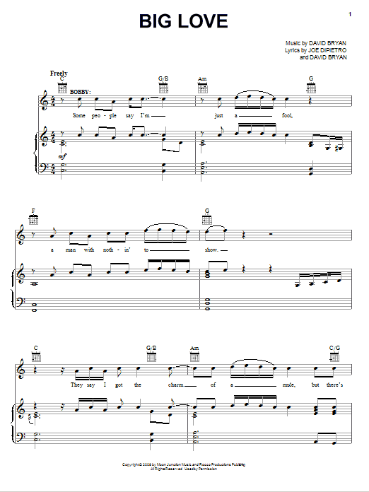 Joe DiPietro Big Love Sheet Music Notes & Chords for Piano, Vocal & Guitar (Right-Hand Melody) - Download or Print PDF