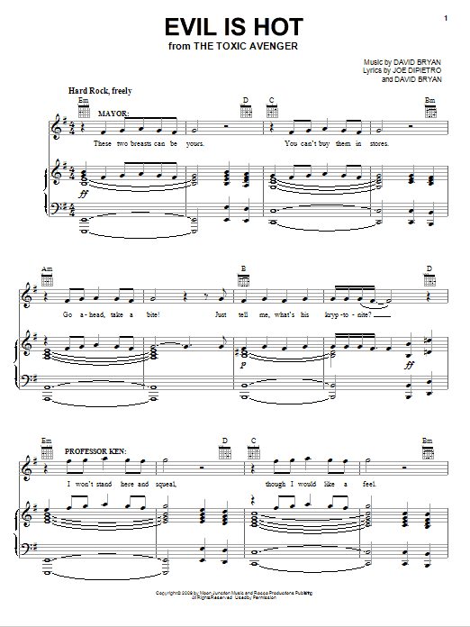 Joe DiPietro Evil Is Hot Sheet Music Notes & Chords for Piano, Vocal & Guitar (Right-Hand Melody) - Download or Print PDF