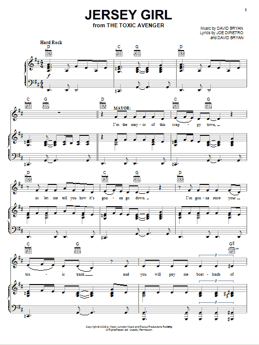 Joe DiPietro Jersey Girl Sheet Music Notes & Chords for Piano, Vocal & Guitar (Right-Hand Melody) - Download or Print PDF