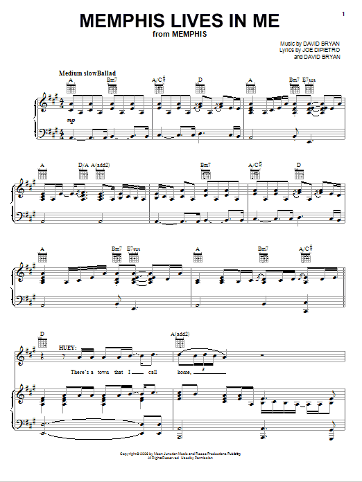 Joe DiPietro Memphis Lives In Me Sheet Music Notes & Chords for Piano, Vocal & Guitar (Right-Hand Melody) - Download or Print PDF