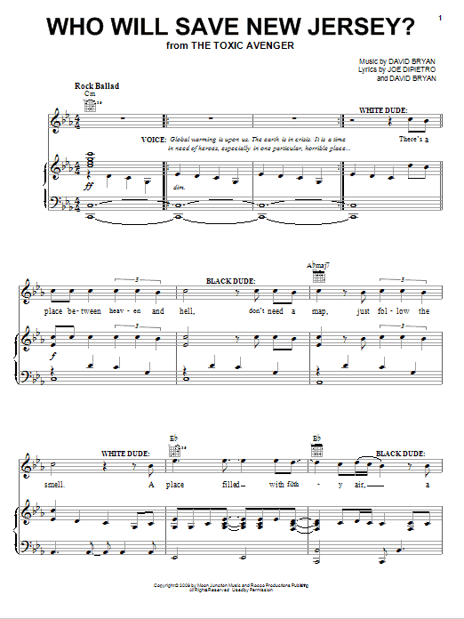 Joe DiPietro Who Will Save New Jersey? Sheet Music Notes & Chords for Piano, Vocal & Guitar (Right-Hand Melody) - Download or Print PDF