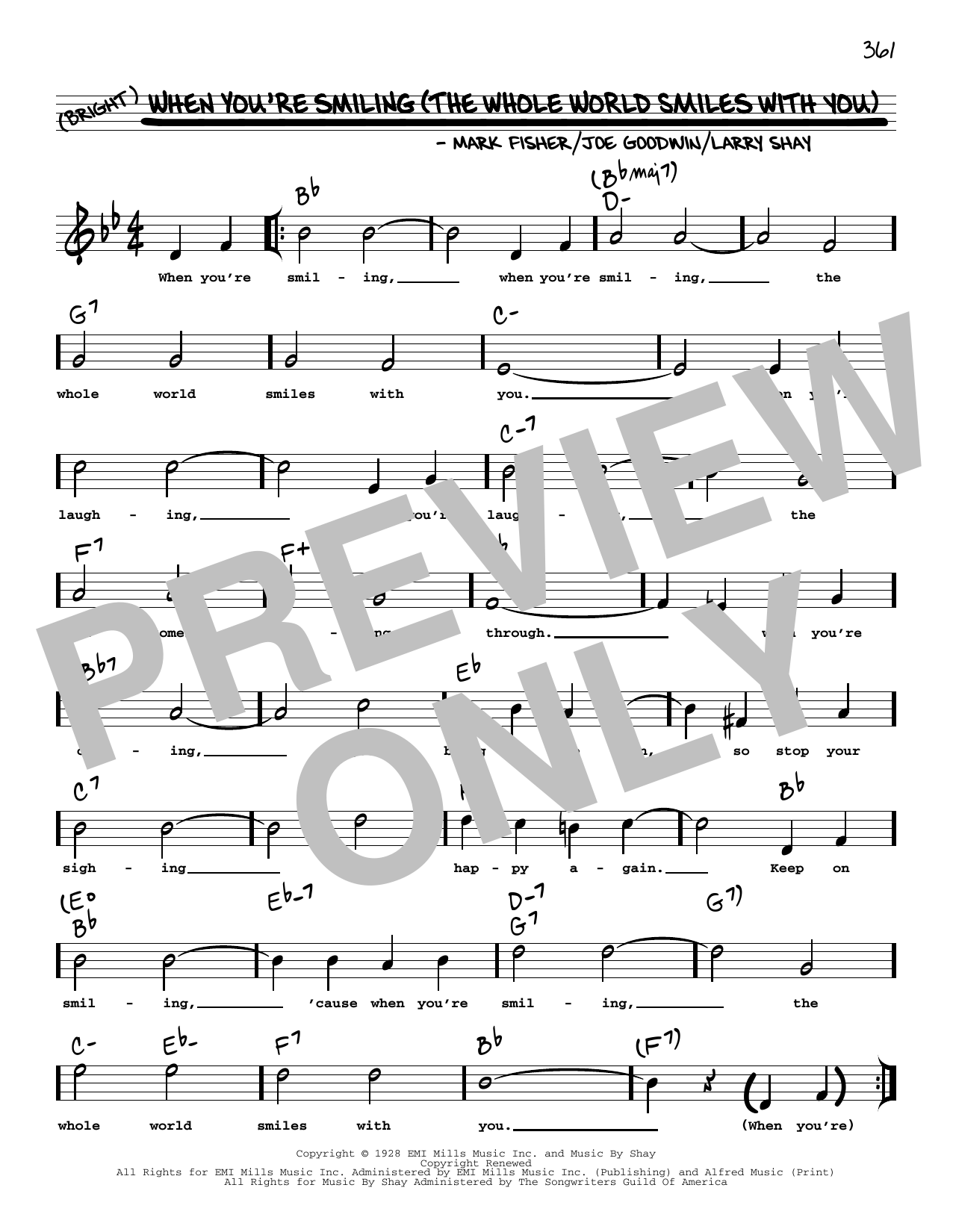 Joe Goodwin When You're Smiling (The Whole World Smiles With You) (arr. Robert Rawlins) Sheet Music Notes & Chords for Real Book – Melody, Lyrics & Chords - Download or Print PDF