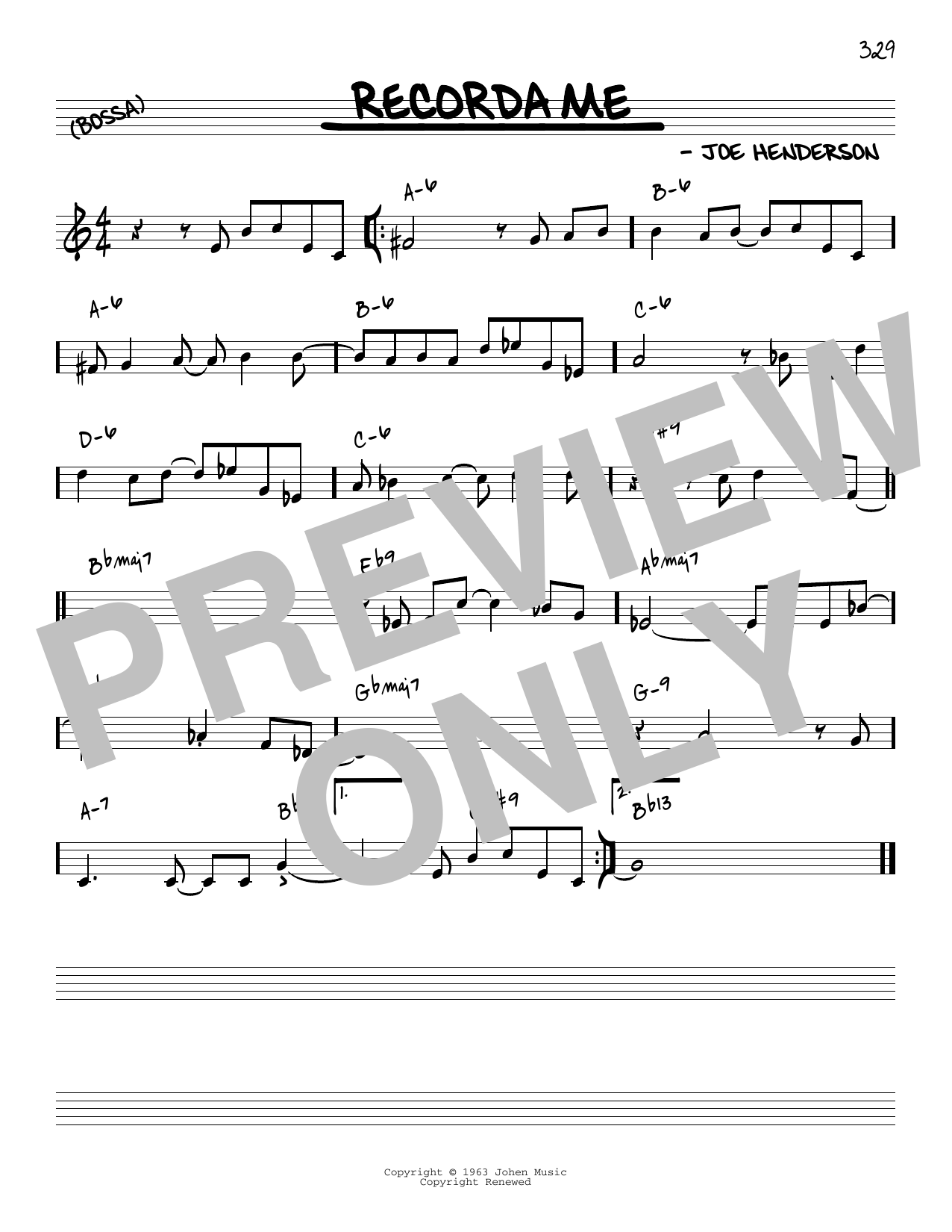 Joe Henderson Recorda Me [Reharmonized version] (arr. Jack Grassel) Sheet Music Notes & Chords for Real Book – Melody & Chords - Download or Print PDF