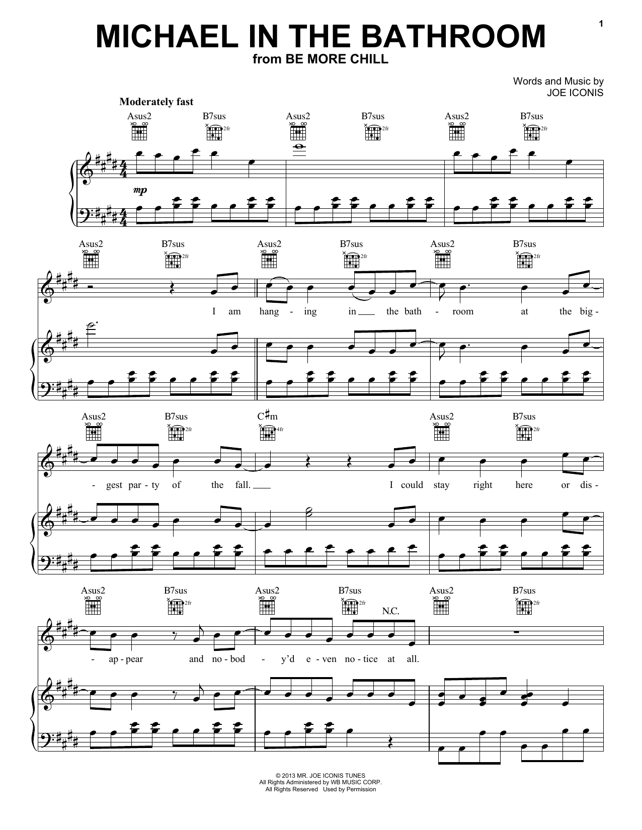 Joe Iconis Michael In The Bathroom (from Be More Chill) Sheet Music Notes & Chords for Piano & Vocal - Download or Print PDF