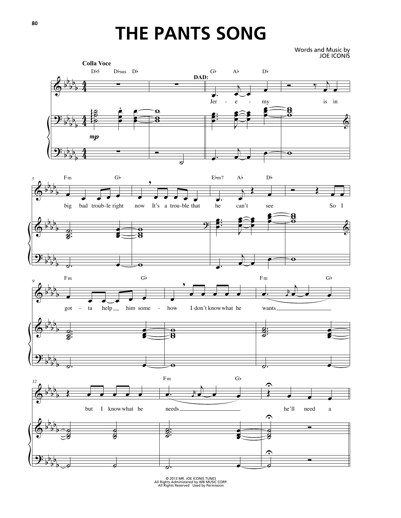Joe Iconis The Pants Song (from Be More Chill) Sheet Music Notes & Chords for Piano & Vocal - Download or Print PDF