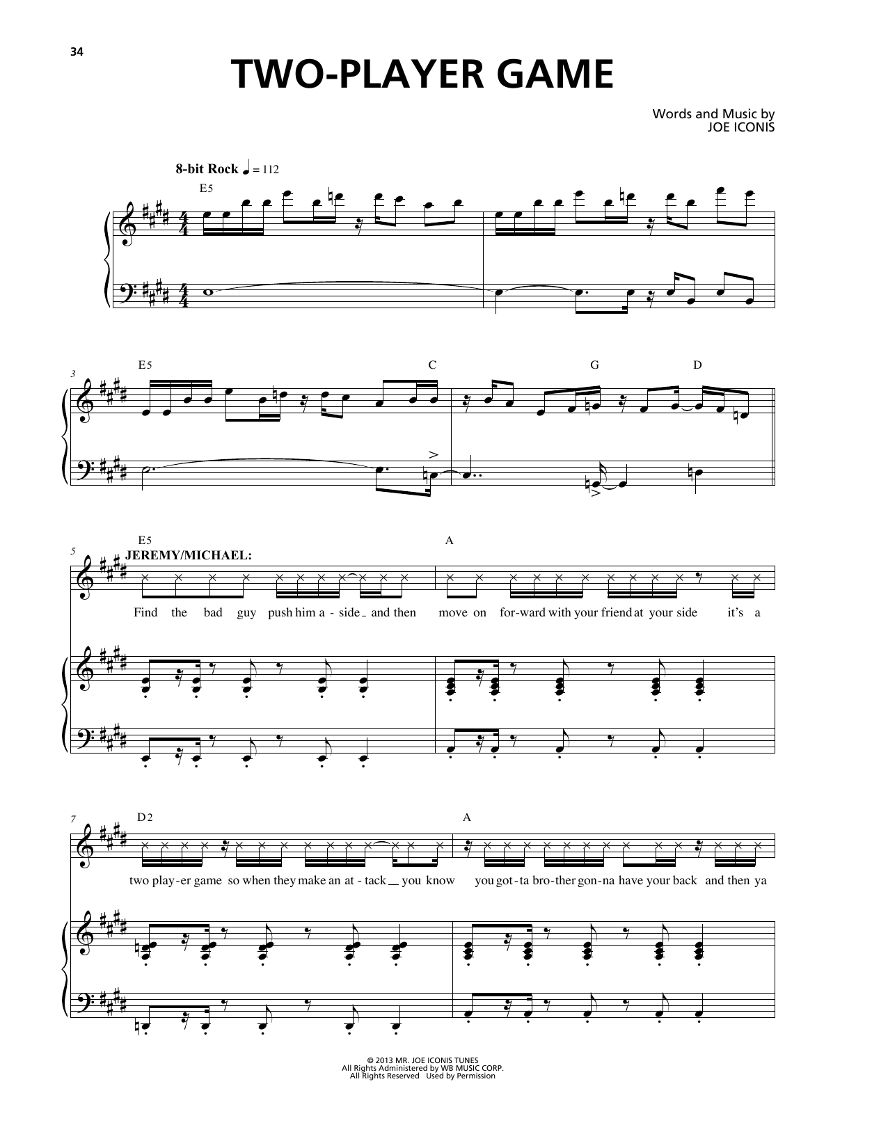 Joe Iconis Two-Player Game (from Be More Chill) Sheet Music Notes & Chords for Piano & Vocal - Download or Print PDF