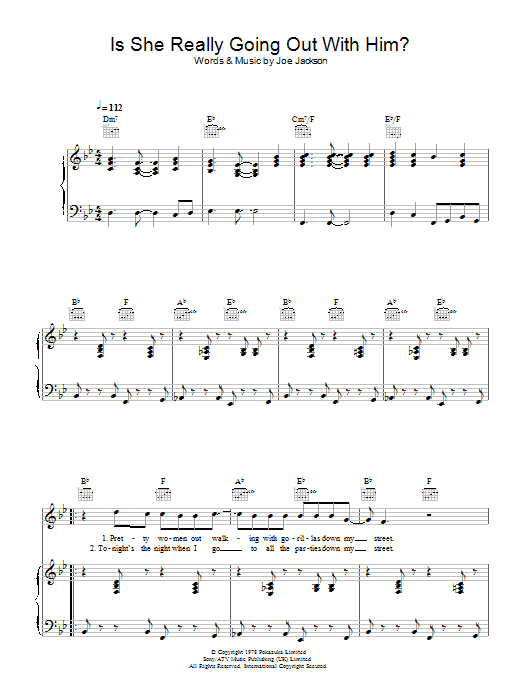 Joe Jackson Is She Really Going Out With Him? Sheet Music Notes & Chords for Piano, Vocal & Guitar - Download or Print PDF
