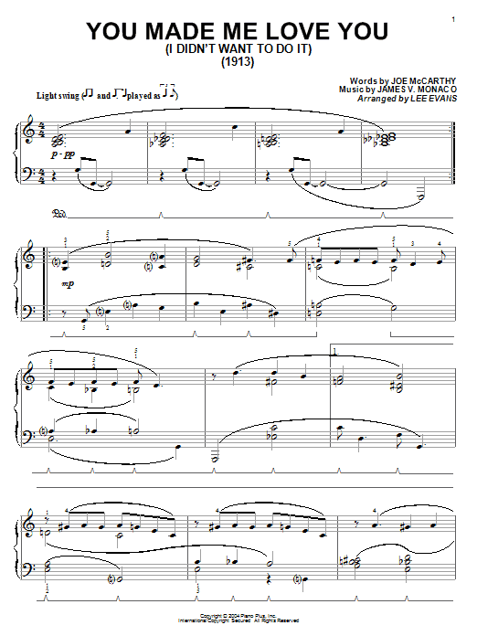 Joe McCarthy You Made Me Love You (I Didn't Want To Do It) Sheet Music Notes & Chords for Piano - Download or Print PDF