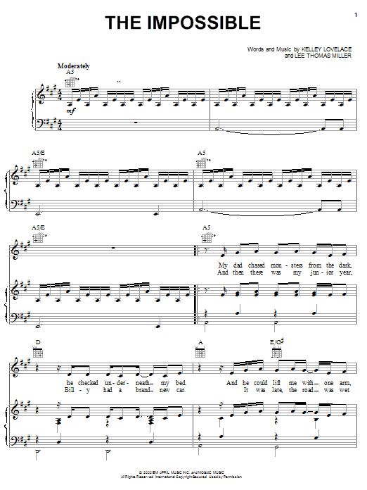 Joe Nichols The Impossible Sheet Music Notes & Chords for Piano, Vocal & Guitar (Right-Hand Melody) - Download or Print PDF