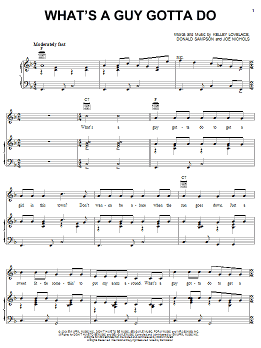 Joe Nichols What's A Guy Gotta Do Sheet Music Notes & Chords for Piano, Vocal & Guitar (Right-Hand Melody) - Download or Print PDF