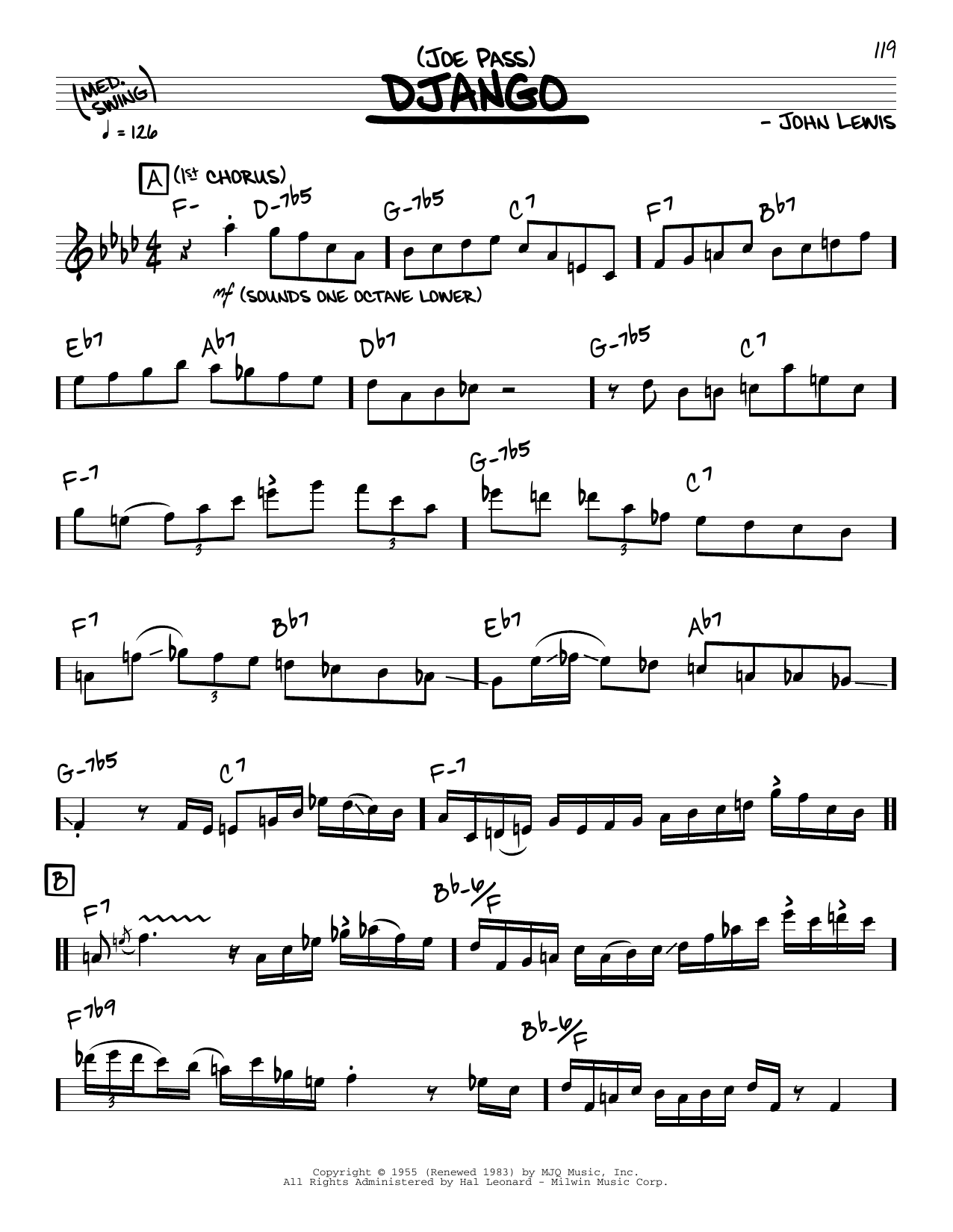 Joe Pass Django (solo only) Sheet Music Notes & Chords for Real Book – Melody & Chords - Download or Print PDF