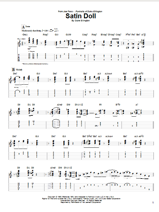 Joe Pass Satin Doll Sheet Music Notes & Chords for Guitar Tab - Download or Print PDF