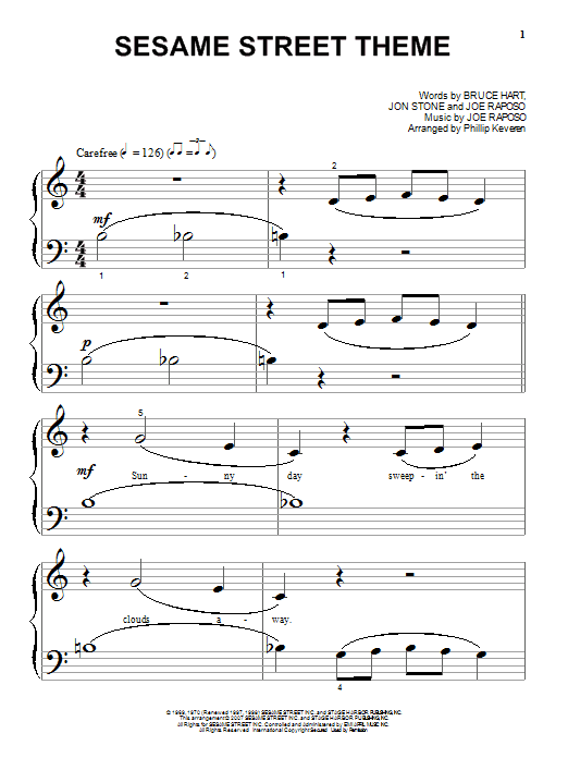 Joe Raposo Sesame Street Theme Sheet Music Notes & Chords for Piano (Big Notes) - Download or Print PDF
