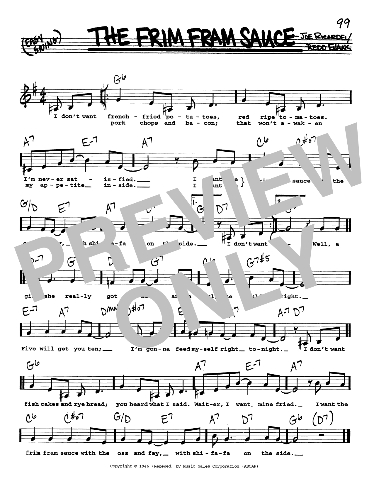 Joe Ricardel The Frim Fram Sauce (Low Voice) Sheet Music Notes & Chords for Real Book – Melody, Lyrics & Chords - Download or Print PDF