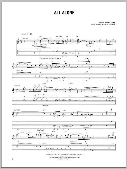 Joe Satriani All Alone Sheet Music Notes & Chords for Guitar Tab - Download or Print PDF