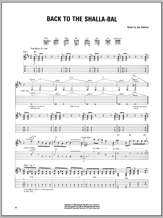 Joe Satriani Back To The Shalla-Bal Sheet Music Notes & Chords for Guitar Tab - Download or Print PDF