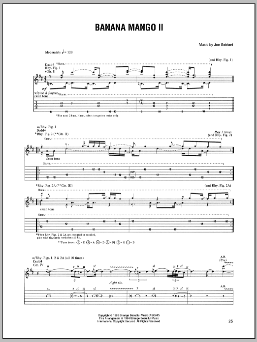 Joe Satriani Banana Mango II Sheet Music Notes & Chords for Guitar Tab - Download or Print PDF
