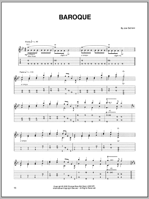 Joe Satriani Baroque Sheet Music Notes & Chords for Guitar Tab - Download or Print PDF