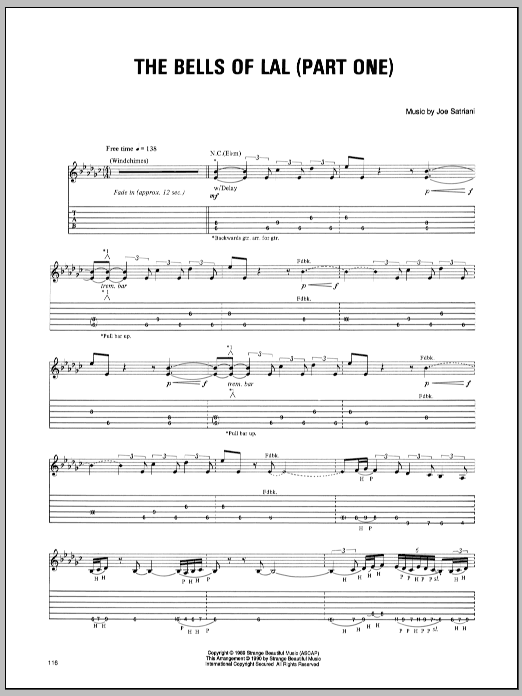 Joe Satriani Bells Of Lal (Part One) Sheet Music Notes & Chords for Guitar Tab - Download or Print PDF