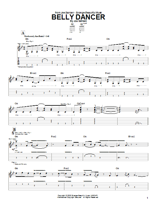 Joe Satriani Belly Dancer Sheet Music Notes & Chords for Guitar Tab - Download or Print PDF