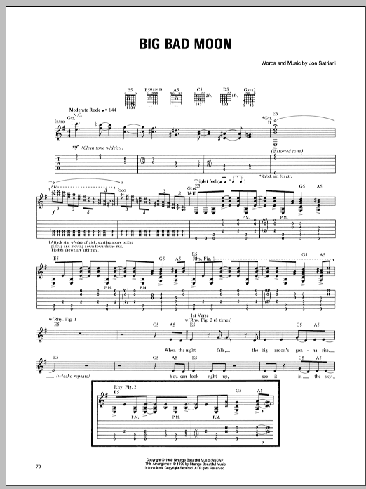 Joe Satriani Big Bad Moon Sheet Music Notes & Chords for Guitar Tab - Download or Print PDF
