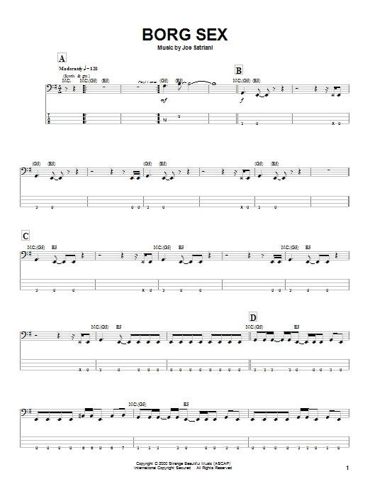 Joe Satriani Borg Sex Sheet Music Notes & Chords for Bass Guitar Tab - Download or Print PDF