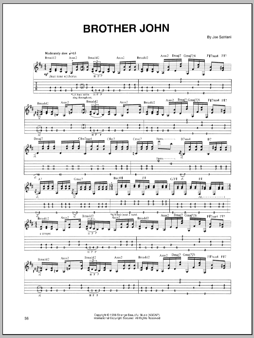 Joe Satriani Brother John Sheet Music Notes & Chords for Guitar Tab - Download or Print PDF