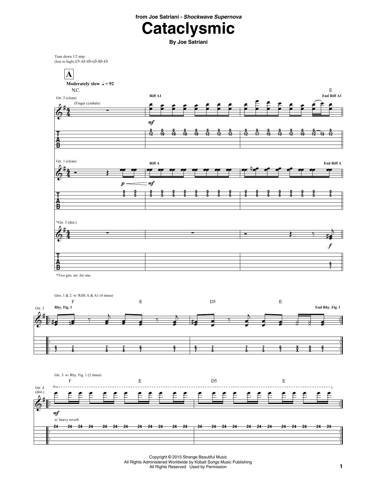 Joe Satriani Cataclysmic Sheet Music Notes & Chords for Guitar Tab - Download or Print PDF